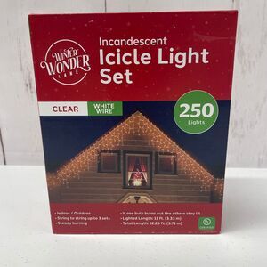 Winter Wonder Lane Incandescent Icicle 250 Light Set Clear Christmas Holiday